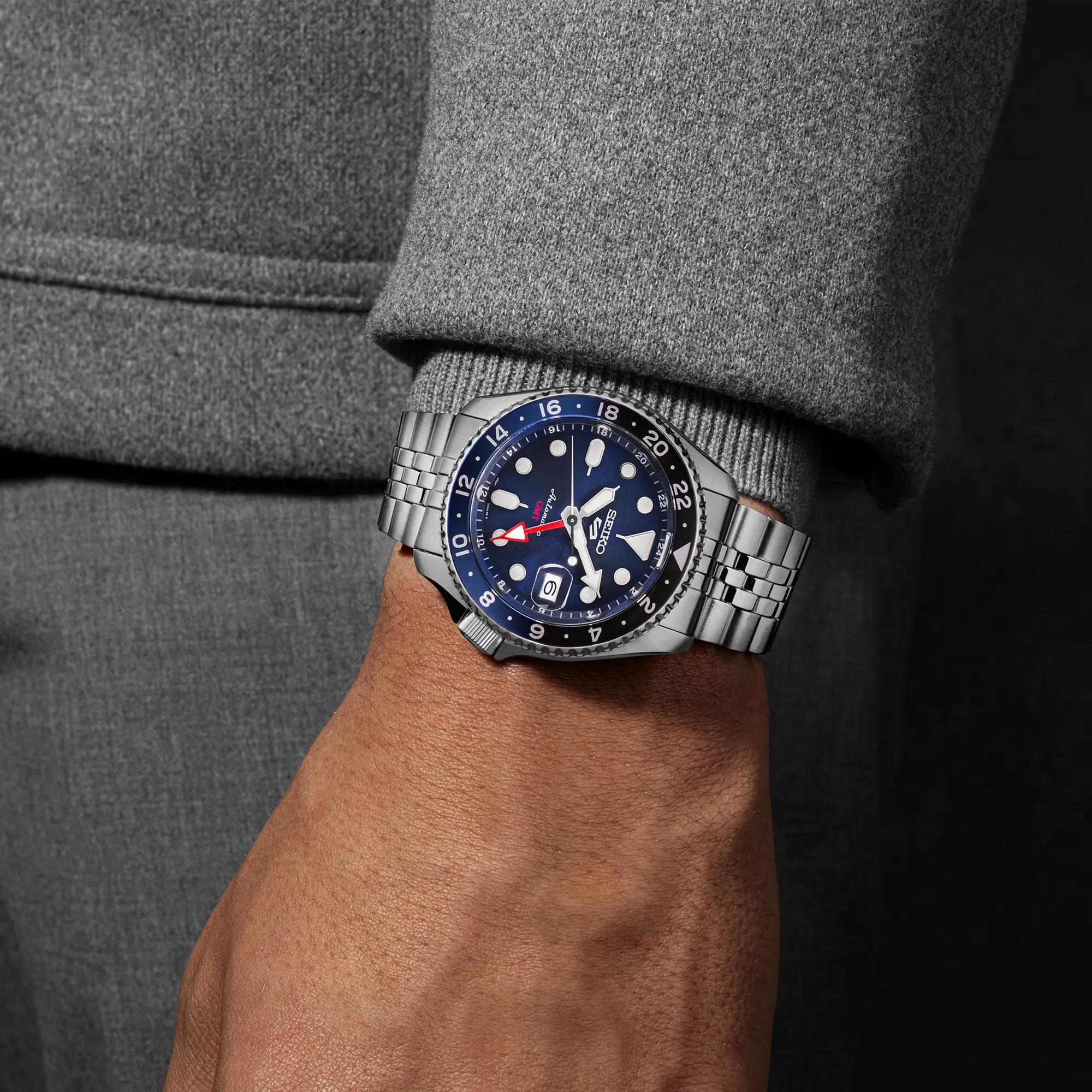 SEIKO 5 SPORTS SSK003K1 AUTOMATIC G.M.T. SKX BLUE DIAL MEN WATCH - Image 3