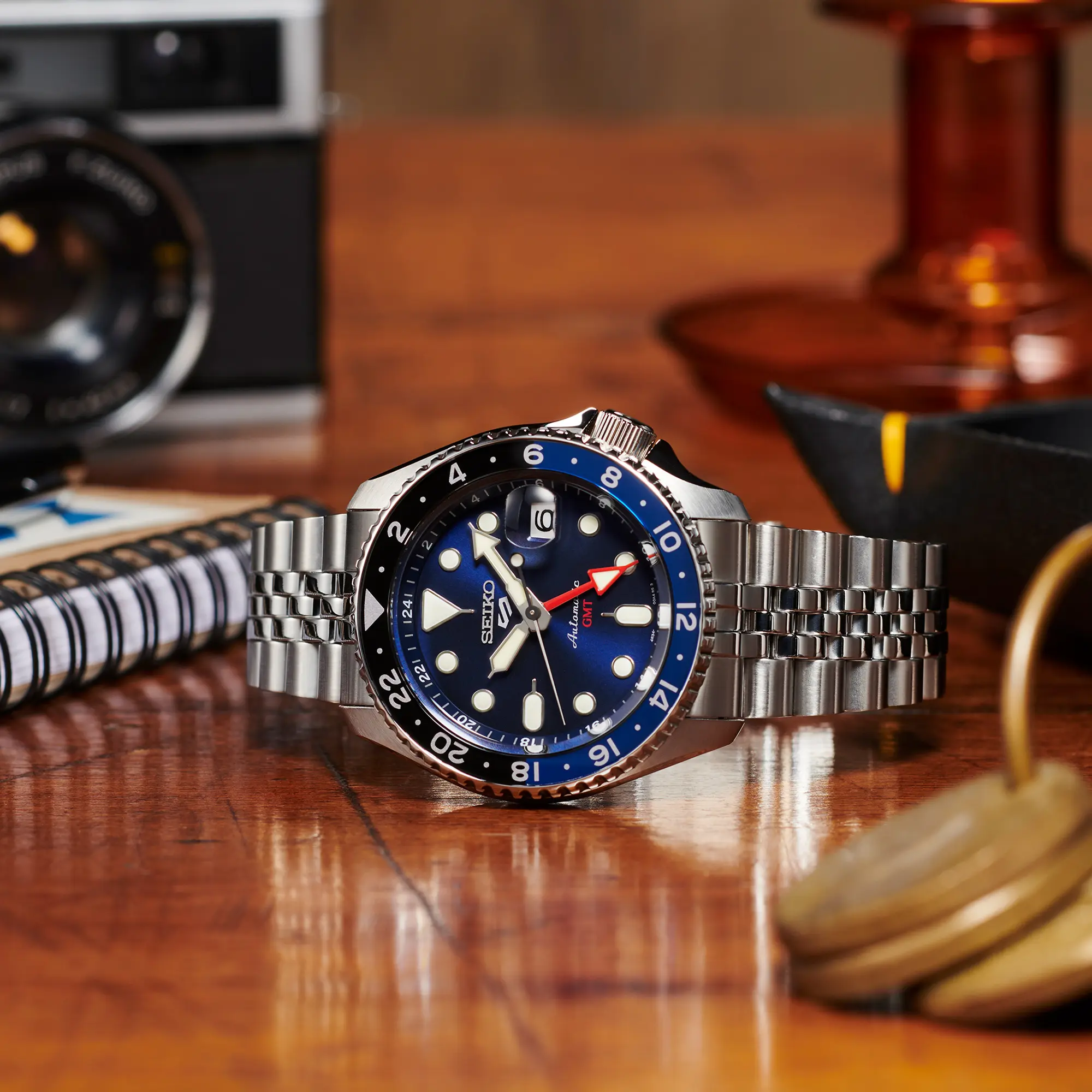 SEIKO 5 SPORTS SSK003K1 AUTOMATIC G.M.T. SKX BLUE DIAL MEN WATCH - Image 4