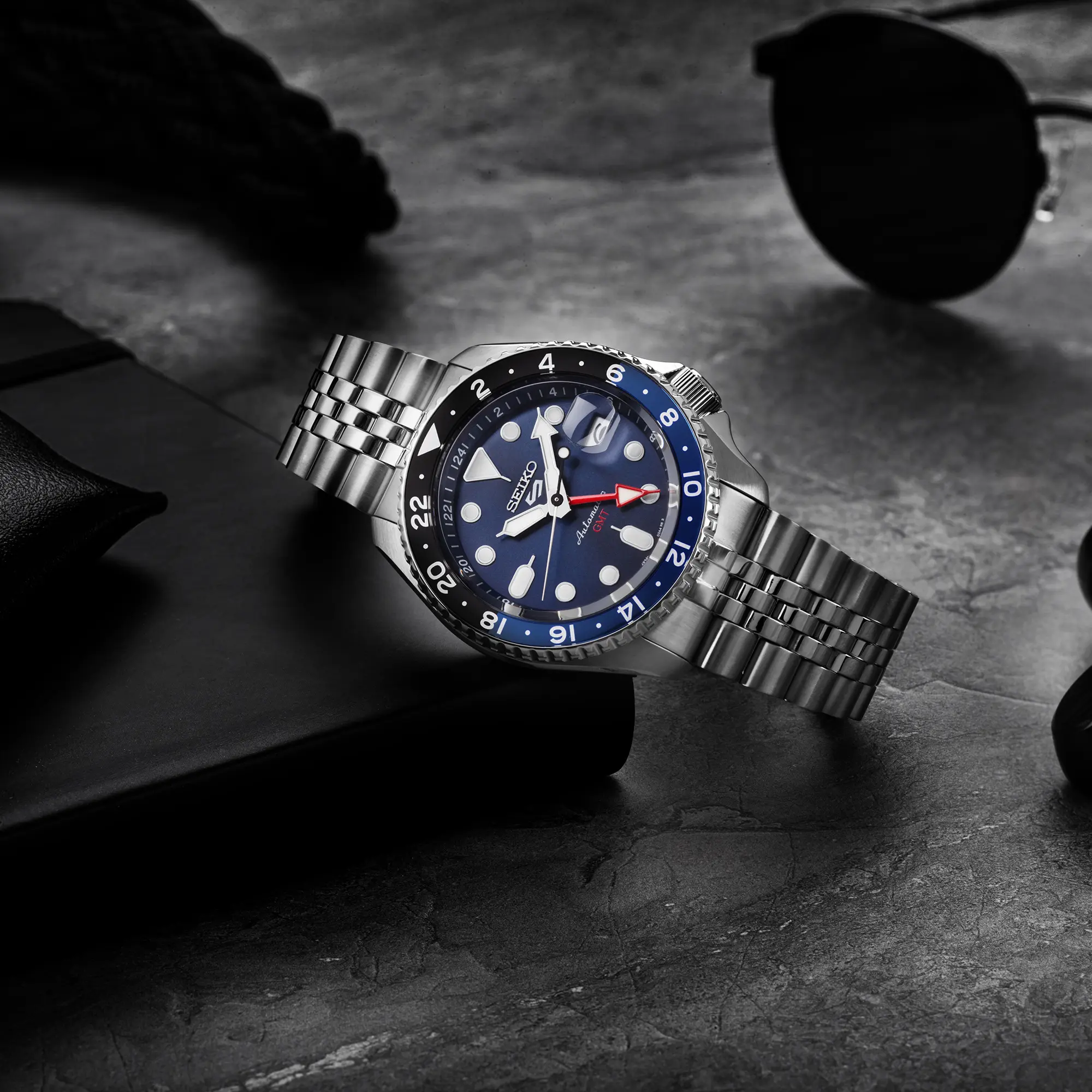 SEIKO 5 SPORTS SSK003K1 AUTOMATIC G.M.T. SKX BLUE DIAL MEN WATCH - Image 5