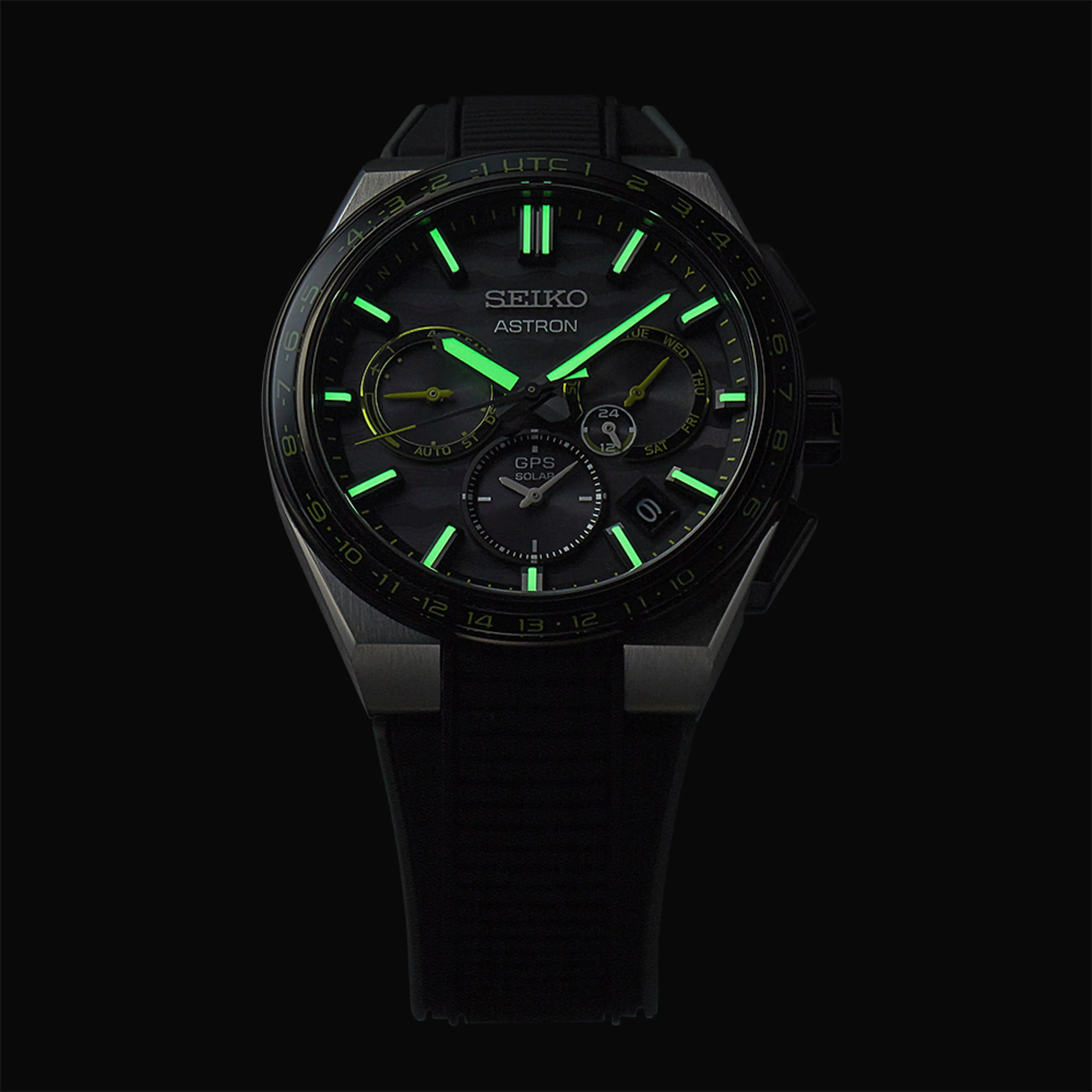 SEIKO ASTRON SSH139J1 CYBER YELLOW GPS SOLAR 5X DUAL TIME LIMITED EDITION MEN WATCH - Image 4