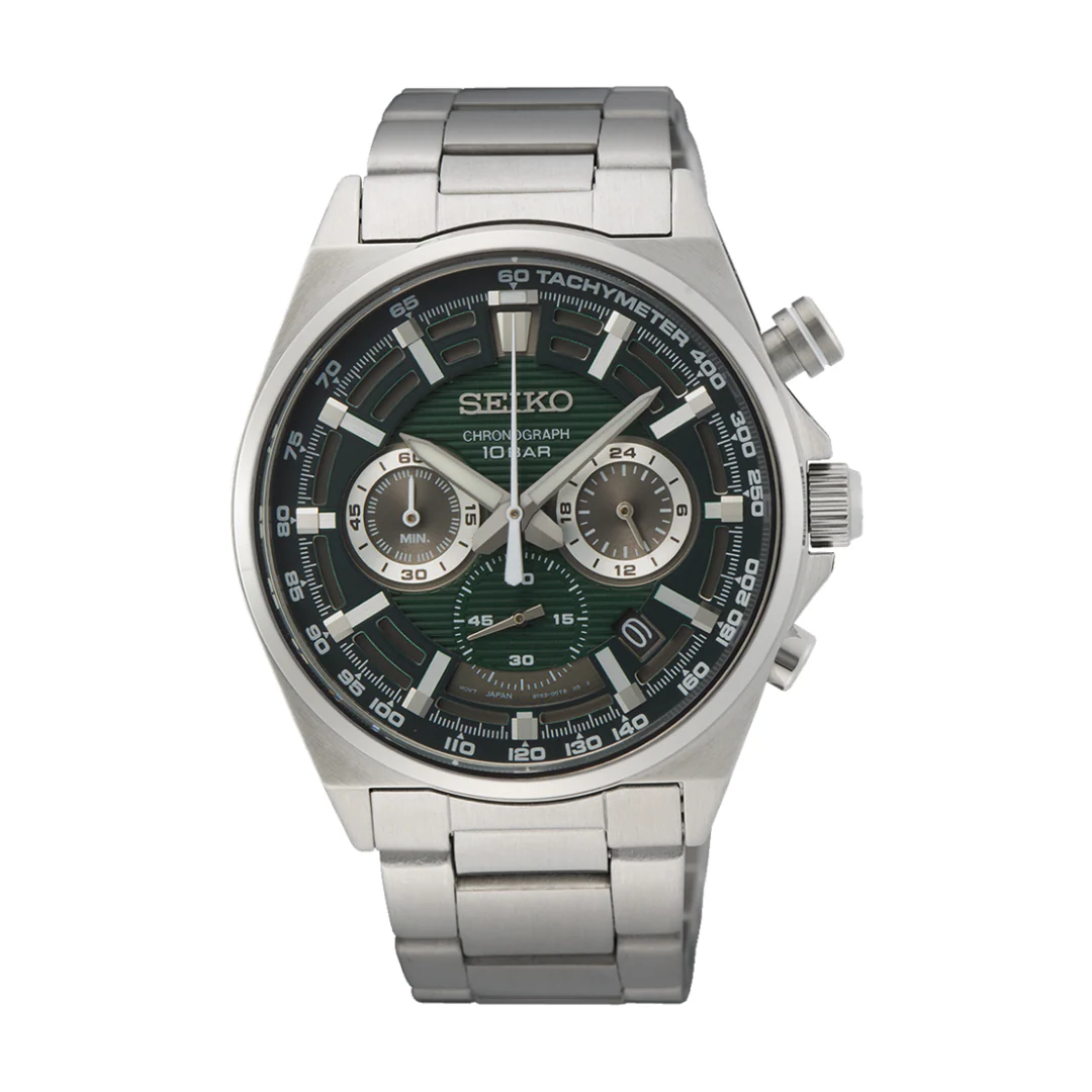 SEIKO CHRONOGRAPH SSB405P1 QUARTZ GREEN DIAL MEN WATCH