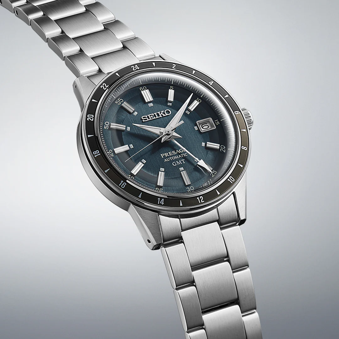 SEIKO PRESAGE SSK009J1 PETROL BLUE STYLE 60S ROAD TRIP GMT AUTOMATIC MEN WATCH - Image 2