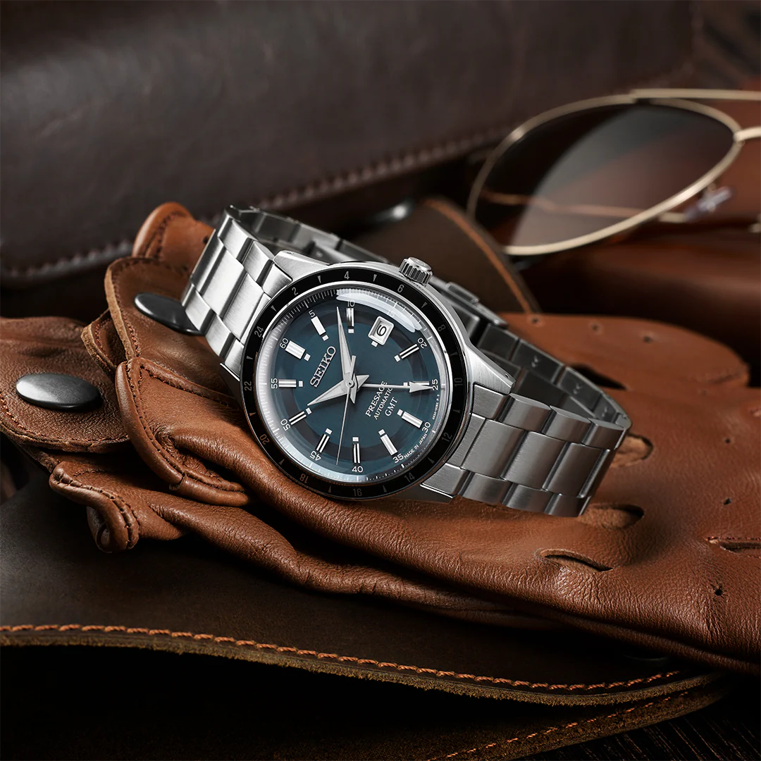 SEIKO PRESAGE SSK009J1 PETROL BLUE STYLE 60S ROAD TRIP GMT AUTOMATIC MEN WATCH - Image 3