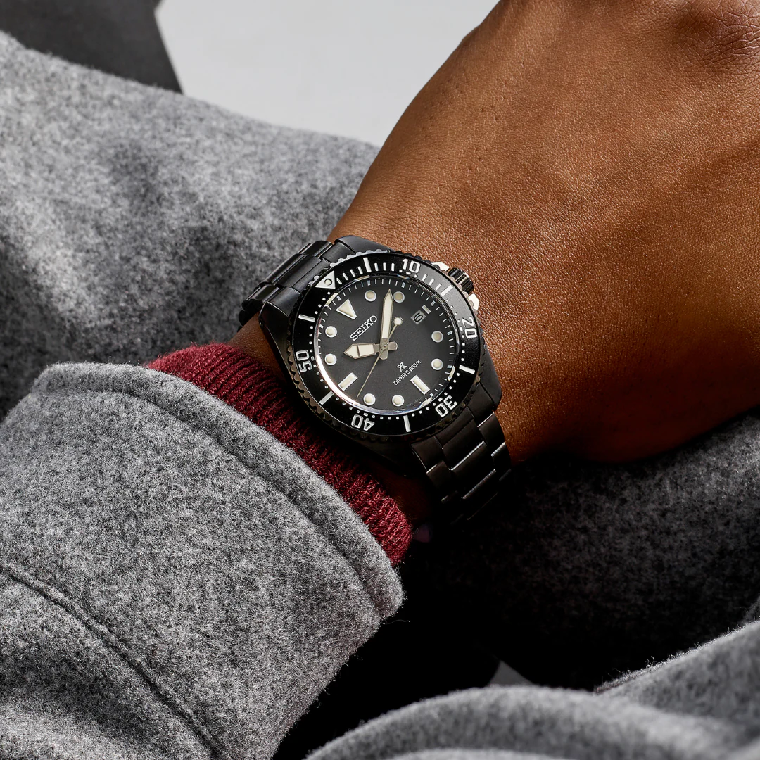 SEIKO PROSPEX SNE599P1 SOLAR DIVER BLACK MEN WATCH - Image 3