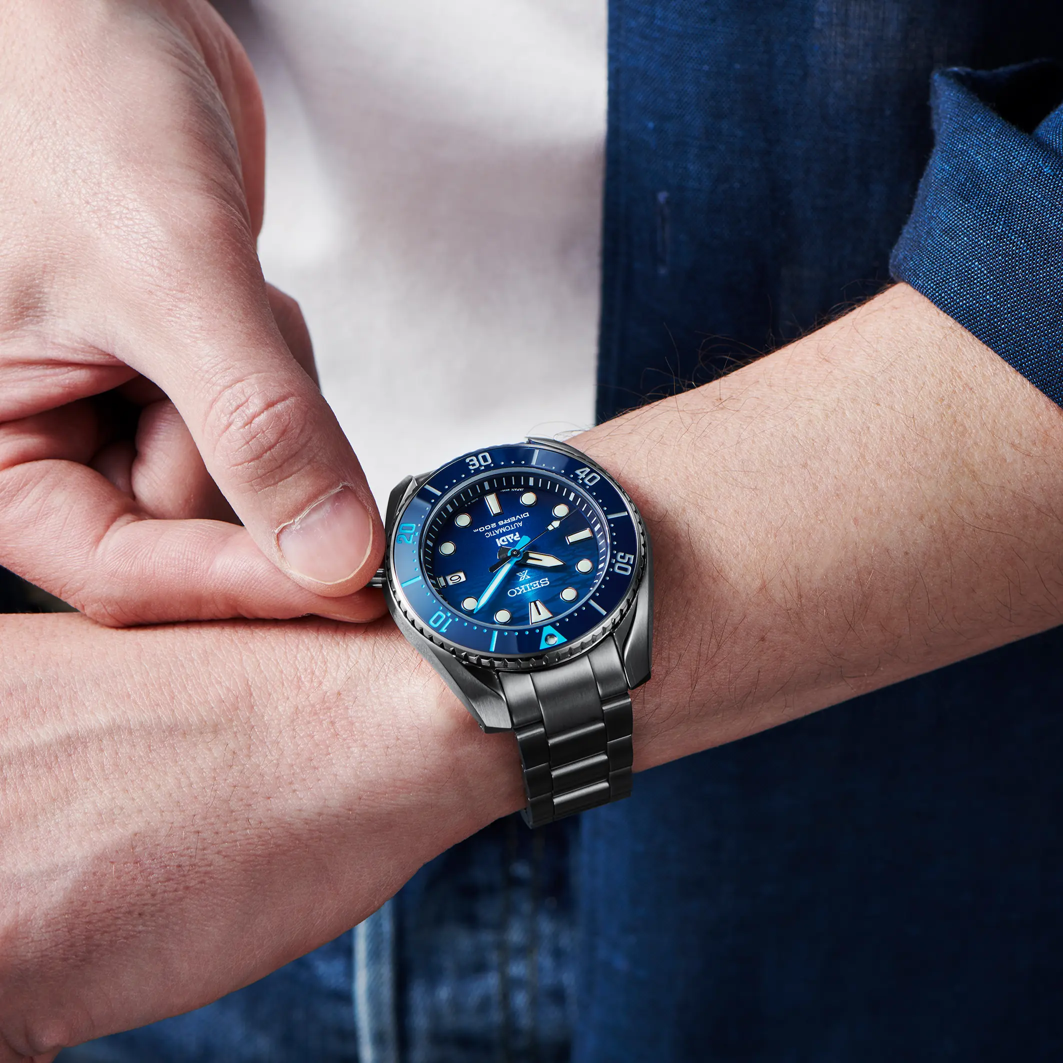 SEIKO PROSPEX SPB375J1 GREAT BLUE SUMO SCUBA PADI AUTOMATIC SPECIAL EDITION MEN WATCH - Image 8