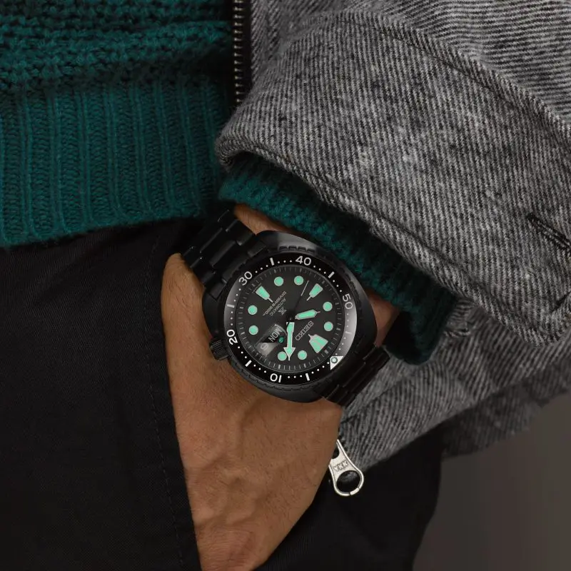 SEIKO PROSPEX SRPK43K1 BLACK SERIES NIGHT VISION TURTLE DIVER MEN WATCH - Image 9
