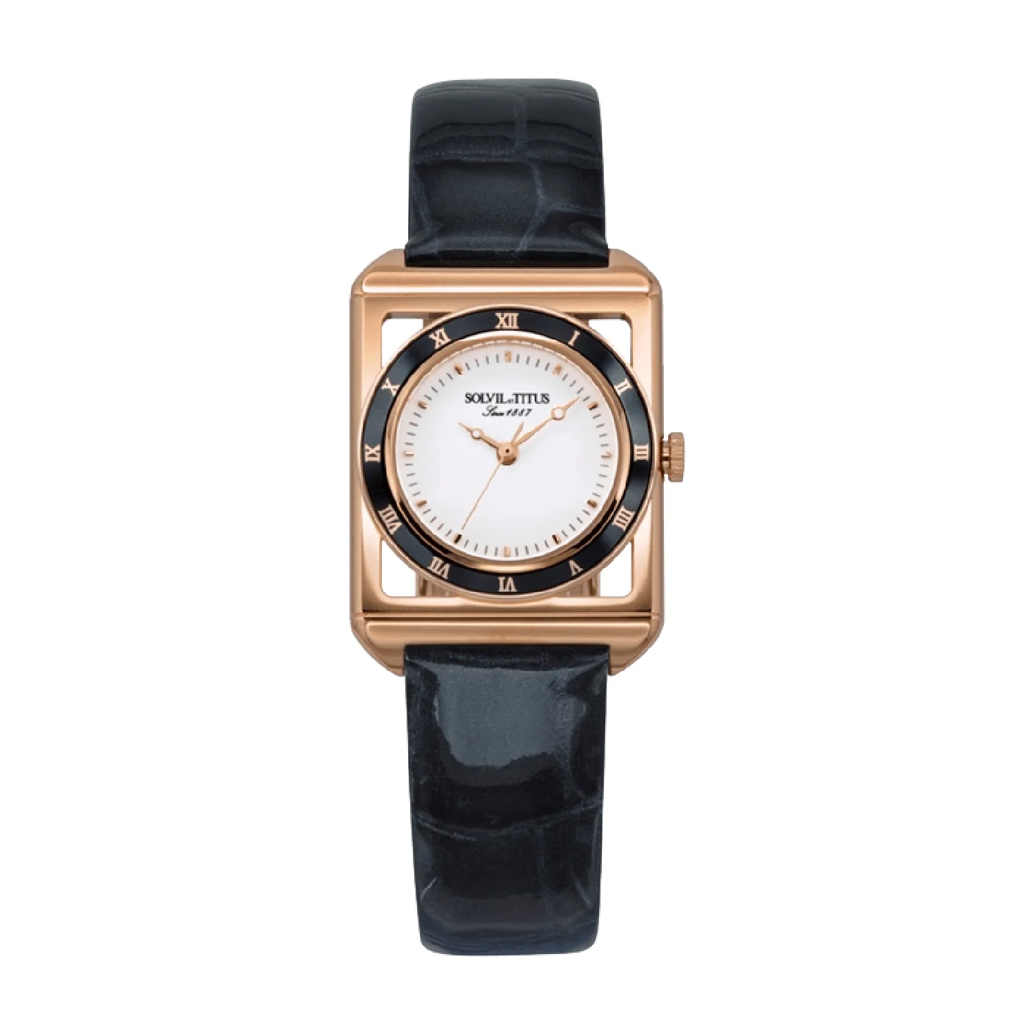 SOLVIL ET TITUS THE LETTER W06-03266-002 3 HANDS QUARTZ LEATHER WOMEN WATCH