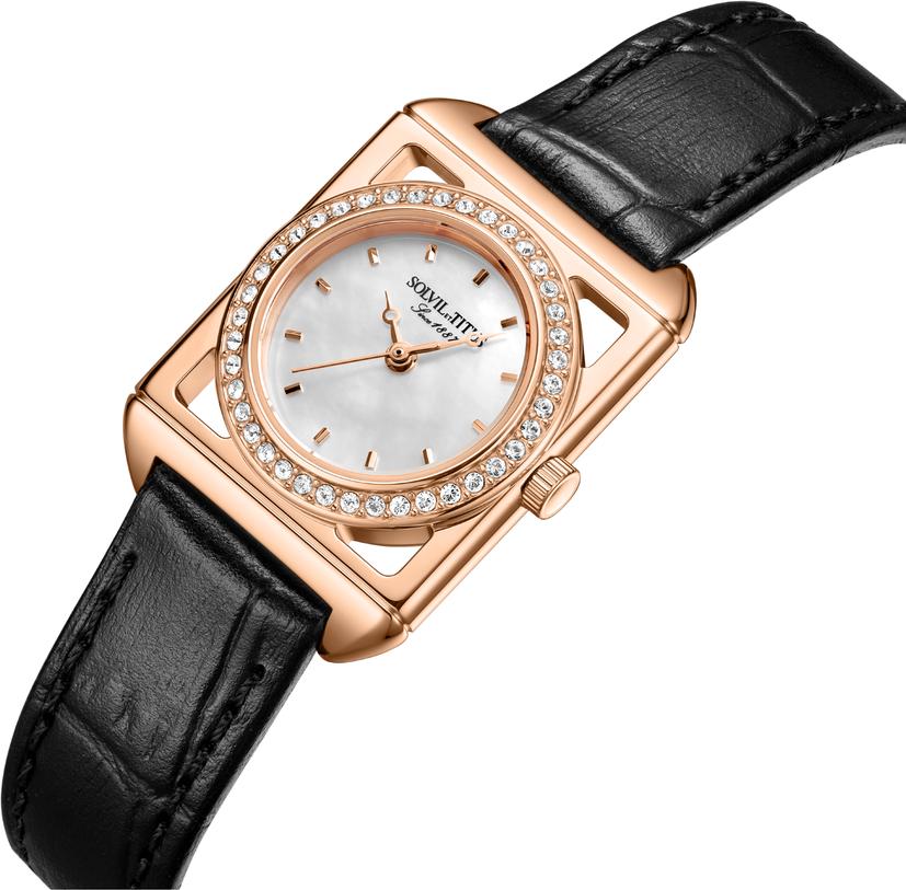 SOLVIL ET TITUS THE LETTER W06-03344-002 3 HANDS QUARTZ LEATHER WOMEN WATCH - Image 2